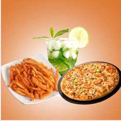 Single Topping Pizza + Fries + Mojito